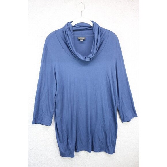 J.Jill Wearever 3/4 Sleeve Cowl Neck Top-Size Medium-Navy Blue - Picture 1 of 10